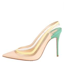 مملوكة مسبقًا Christian Louboutin Tricolor PVC And Patent Leather Slingback Sandals Size 37