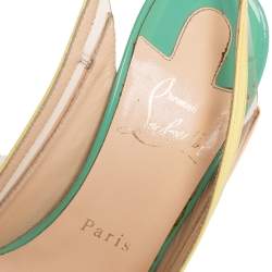 مملوكة مسبقًا Christian Louboutin Tricolor PVC And Patent Leather Slingback Sandals Size 37