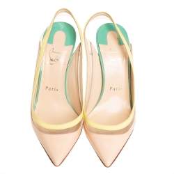 مملوكة مسبقًا Christian Louboutin Tricolor PVC And Patent Leather Slingback Sandals Size 37