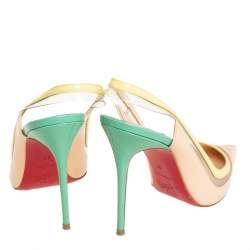 مملوكة مسبقًا Christian Louboutin Tricolor PVC And Patent Leather Slingback Sandals Size 37