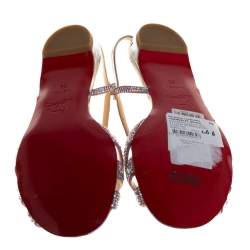 Pre Owned Christian Louboutin Pink Metallic Leather Lady Strass Crystal Embellished Flats Size 36