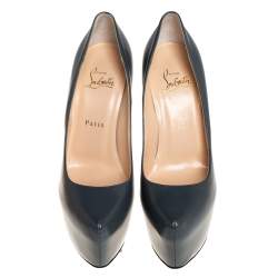 Pre Owned حذاء كعب عالي كريستيان لوبوتان نعل سميك دافوديل جلد رمادي داكن مقاس 38