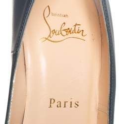 Pre Owned حذاء كعب عالي كريستيان لوبوتان نعل سميك دافوديل جلد رمادي داكن مقاس 38