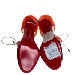 Pre Owned Christian Louboutin Two Tone Patent Leather and Suede Mayerling Sandals Size 39.5