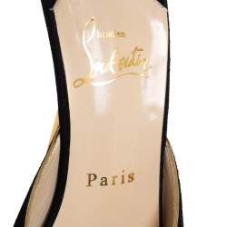 Pre Owned Christian Louboutin Black Suede Peep Toe Mules Size 36.5