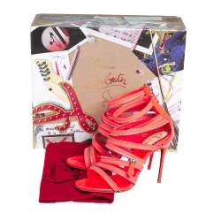 Christian Louboutin Neon Pink Fabric And Leather Unzip Booties Size 36.5