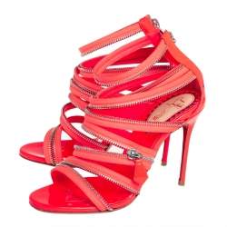 Christian Louboutin Neon Pink Fabric And Leather Unzip Booties Size 36.5