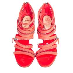 Christian Louboutin Neon Pink Fabric And Leather Unzip Booties Size 36.5