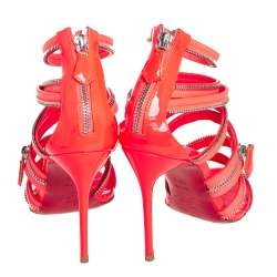 Christian Louboutin Neon Pink Fabric And Leather Unzip Booties Size 36.5