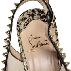 Pre Owned Christian Louboutin Multicolor PVC And Patent Leather Manovra Pumps Size 39