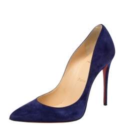 Pre Owned Christian Louboutin Blue Suede Pigalle Follies Pumps Size 37.5