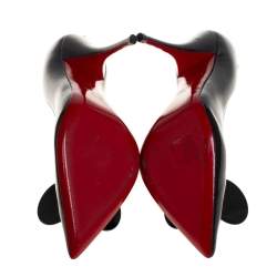 Pre Owned Christian Louboutin Black Patent Leather and Mesh Bow Pumps Size 40