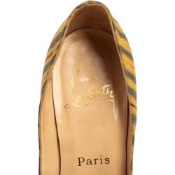 Christian Louboutin Multicolor Canvas Very Prive Peep Toe Pumps Size 36.5