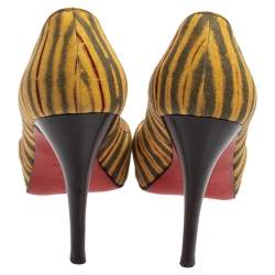 Christian Louboutin Multicolor Canvas Very Prive Peep Toe Pumps Size 36.5