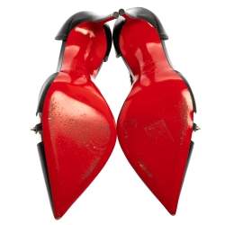 Pre Owned Christian Louboutin Black Leather And PVC Spike Cross D'orsay Pumps Size 40 