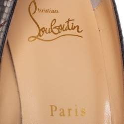 Pre Owned Christian Louboutin Grey Floral Print Python New Very Prive Peep Toe Pumps Size 37