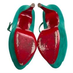 Pre Owned Christian Louboutin Green Suede Talitha Pumps Size 37