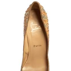 Christian Louboutin Two Tone Python New Very Prive Peep Toe Pumps Size 38.5