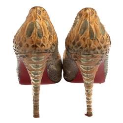 Christian Louboutin Two Tone Python New Very Prive Peep Toe Pumps Size 38.5