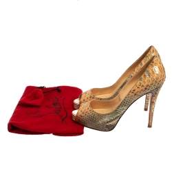 Christian Louboutin Two Tone Python New Very Prive Peep Toe Pumps Size 38.5
