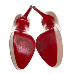 Pre Owned Christian Louboutin Beige Patent Leather Bianca Pumps Size 37.5