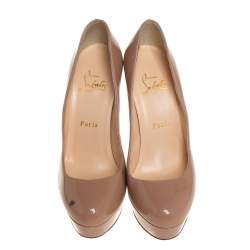 Pre Owned Christian Louboutin Beige Patent Leather Bianca Pumps Size 37.5