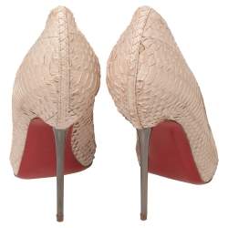 Christian Louboutin Blush Pink Python Very Prive Peep Toe Pumps Size 34.5