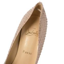 Christian Louboutin Blush Pink Python Very Prive Peep Toe Pumps Size 34.5