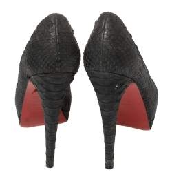 Christian Louboutin Black Python Very Prive Peep Toe Pumps Size 35