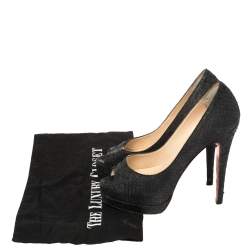 Christian Louboutin Black Python Very Prive Peep Toe Pumps Size 35