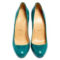 Christian Louboutin Torquoise Blue Python New Simple Pumps Size 37