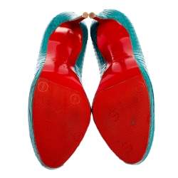 Christian Louboutin Torquoise Blue Python New Simple Pumps Size 37