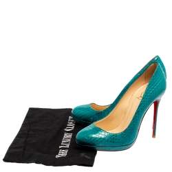 Christian Louboutin Torquoise Blue Python New Simple Pumps Size 37