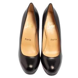 Pre Owned Christian Louboutin Black Leather New Simple Pumps 35.5