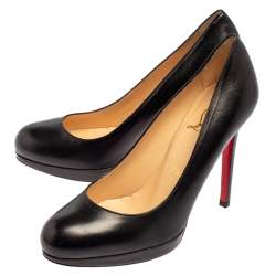 Pre Owned Christian Louboutin Black Leather New Simple Pumps 35.5