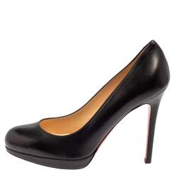 Pre Owned Christian Louboutin Black Leather New Simple Pumps 35.5