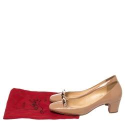 Pre Owned Christian Louboutin Beige Patent Leather Pyramidame Pumps Size 41