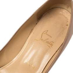 Pre Owned Christian Louboutin Beige Patent Leather Pyramidame Pumps Size 41