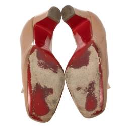 Pre Owned Christian Louboutin Beige Patent Leather Pyramidame Pumps Size 41
