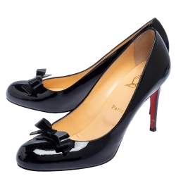 Pre Owned Christian Louboutin Black Patent Leather Simplenodo Bow Pumps Size 41