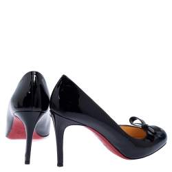 Pre Owned Christian Louboutin Black Patent Leather Simplenodo Bow Pumps Size 41