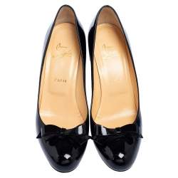 Pre Owned Christian Louboutin Black Patent Leather Simplenodo Bow Pumps Size 41