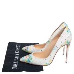 Pre Owned Christian Louboutin White Python Bloom 100 Pigalle Follies Pumps Size 38.5