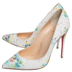 Pre Owned Christian Louboutin White Python Bloom 100 Pigalle Follies Pumps Size 38.5
