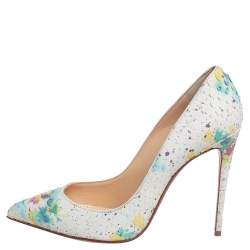 Pre Owned Christian Louboutin White Python Bloom 100 Pigalle Follies Pumps Size 38.5