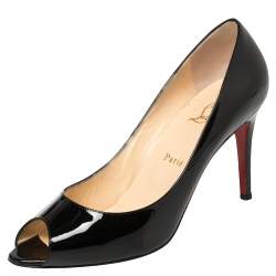 Pre Owned Christian Louboutin Black Patent Leather You You Peep Toe Pumps Size 40
