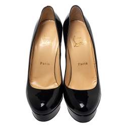 Pre Owned Christian Louboutin Black Patent Leather Bianca Platform Pumps Size 37