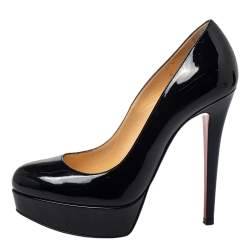 Pre Owned Christian Louboutin Black Patent Leather Bianca Platform Pumps Size 37