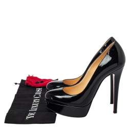 Pre Owned Christian Louboutin Black Patent Leather Bianca Platform Pumps Size 37