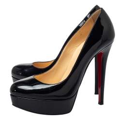 Pre Owned Christian Louboutin Black Patent Leather Bianca Platform Pumps Size 37